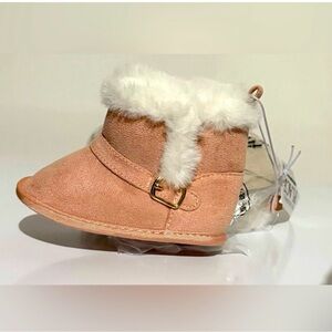 Cozy Pink Kids Boots with Faux Fur Trim NWT Baby Girl Booties sz 6-12 mo